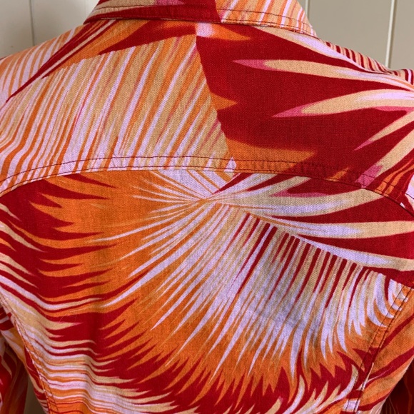 Vintage Company Collection Linen Blend Short/Jacket Womens Size M Orange Floral - Picture 15 of 16